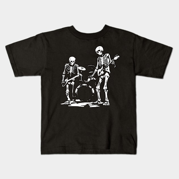 skeletons rock n roll Kids T-Shirt by lkn